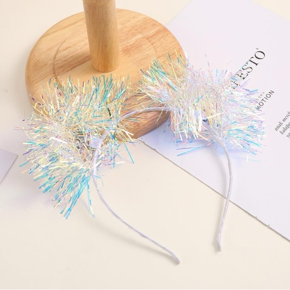 Luminous tinsel cat ears with  Iridescent Fringe